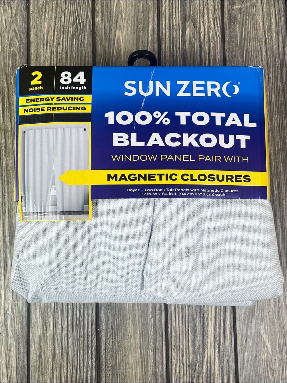 NEW Sun Zero 100% Total Blackout Curtain Panels - Light Gray Magnetic Closure